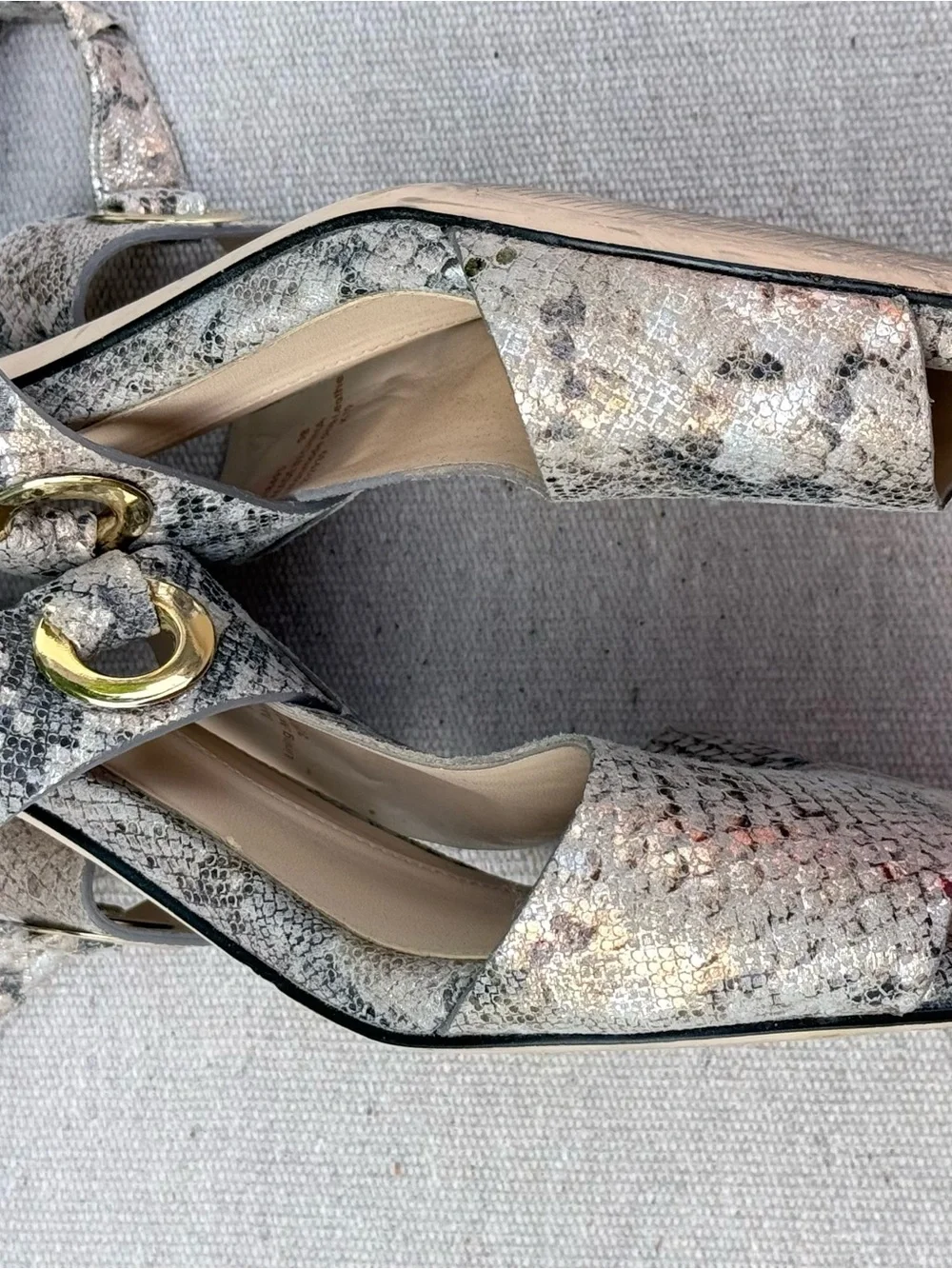 Cole Haan Metallic Snake-Print Slingback Sandals - Neutral Tones